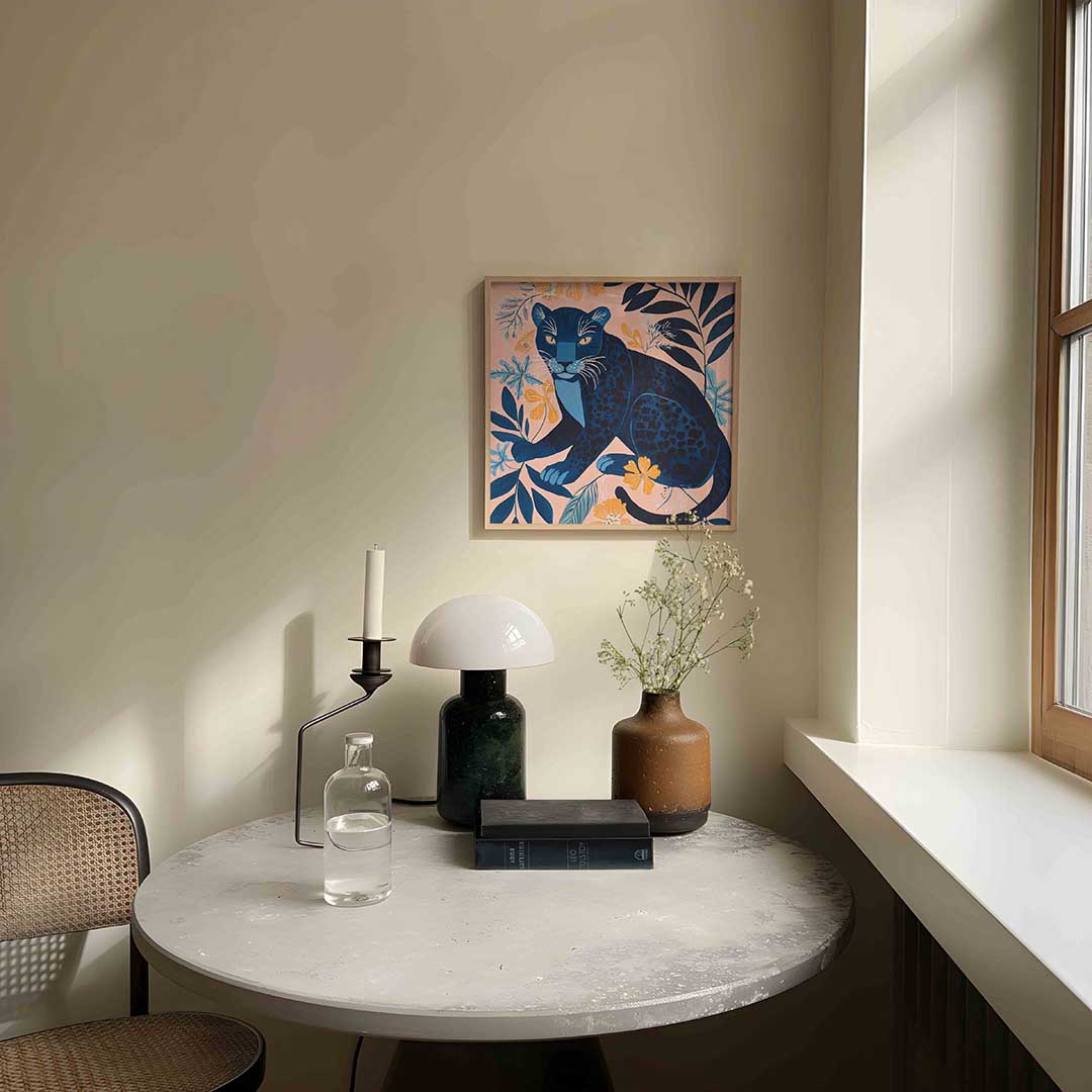 Panter en bloemen Poster
