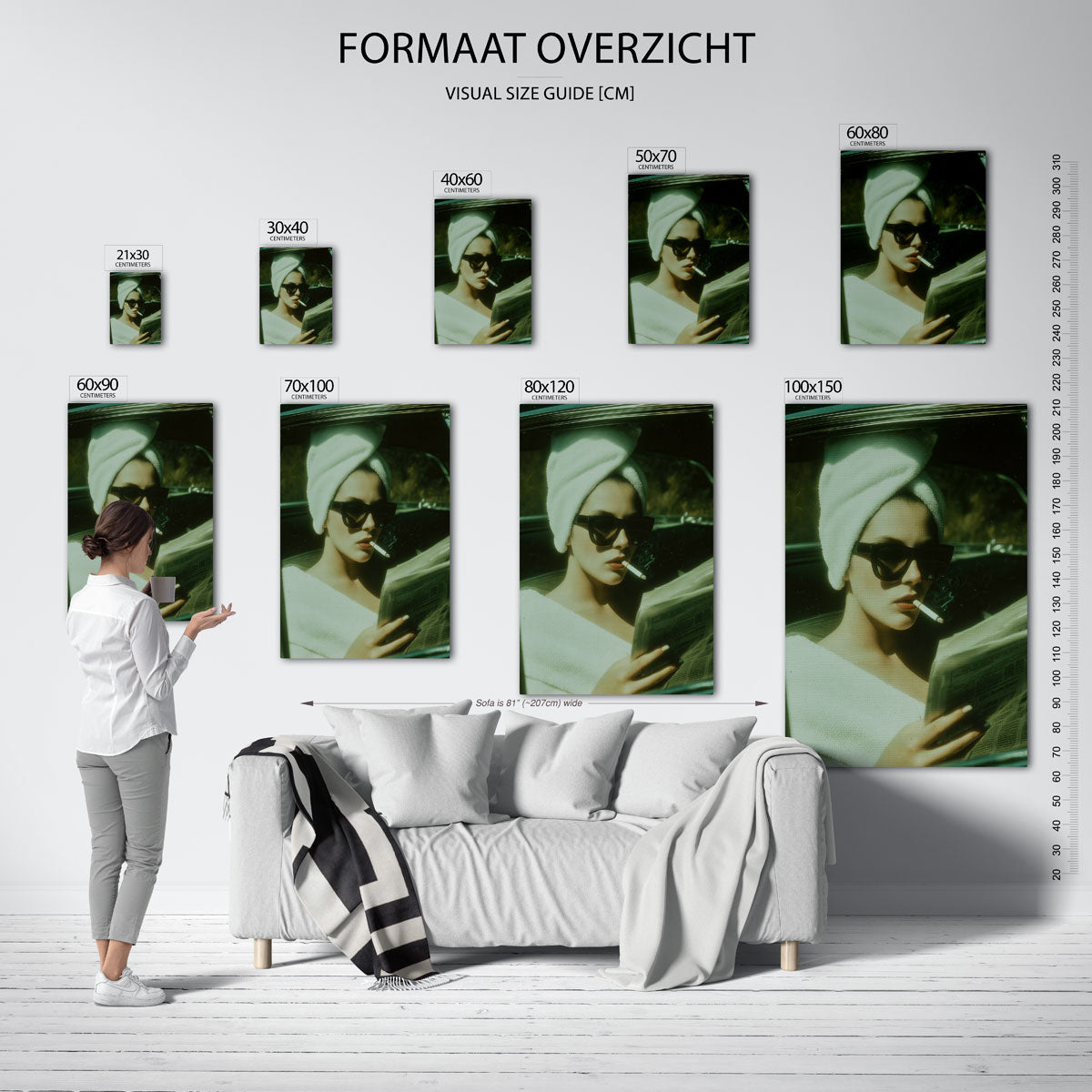 Vrouw met zonnebril en krant Poster