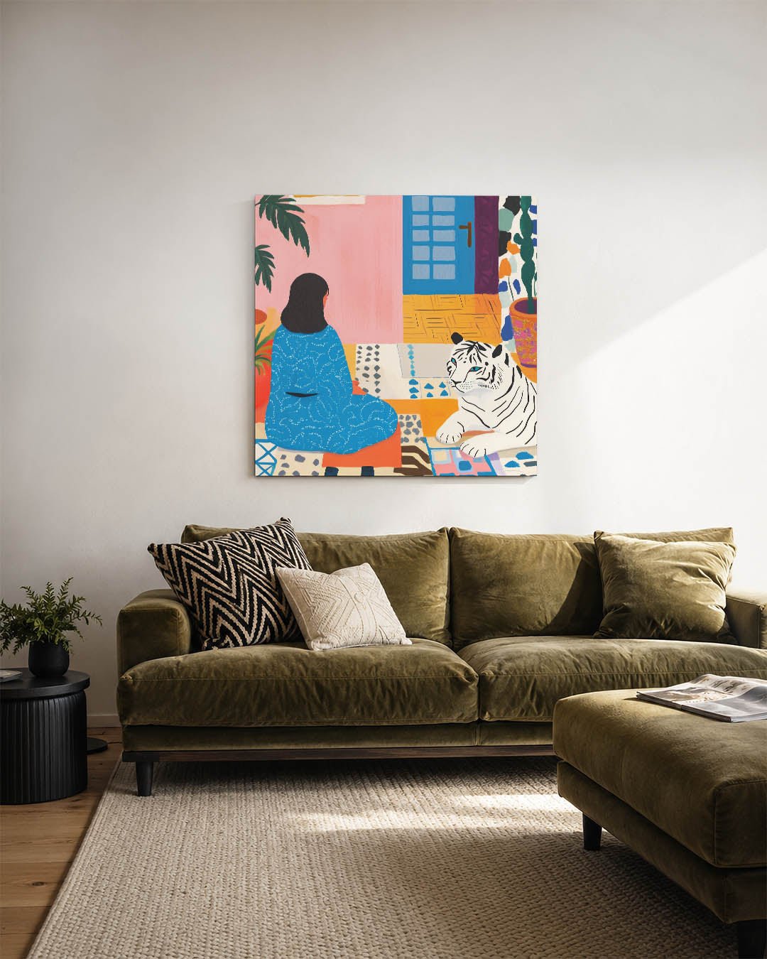 Interieur met tijger Kunstwerk