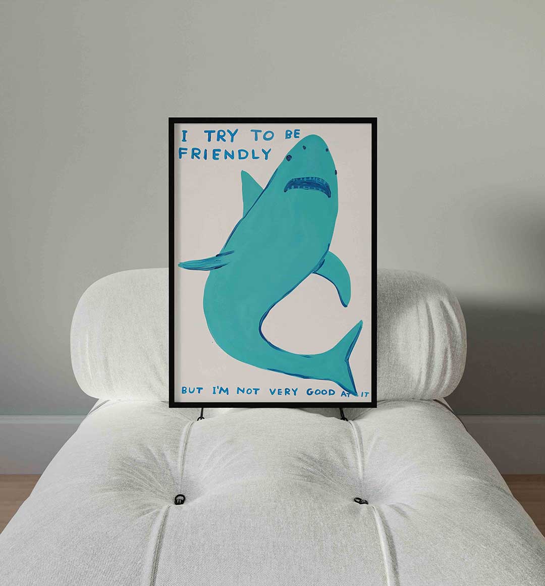 Blauwe haai met tekst Poster