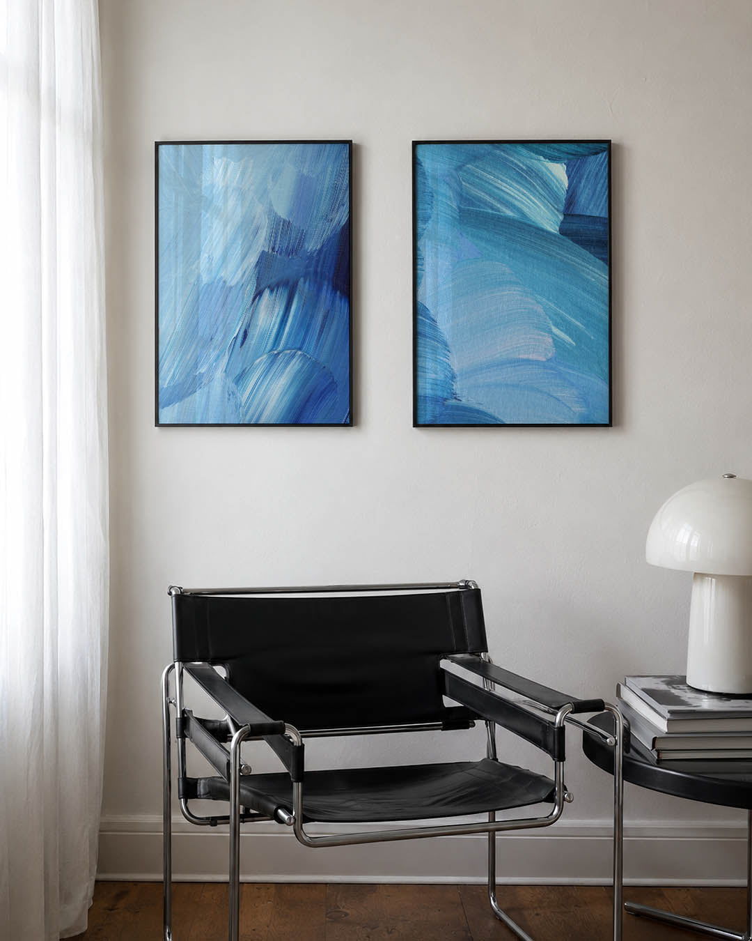 Blauwe borstelstreken Posterset