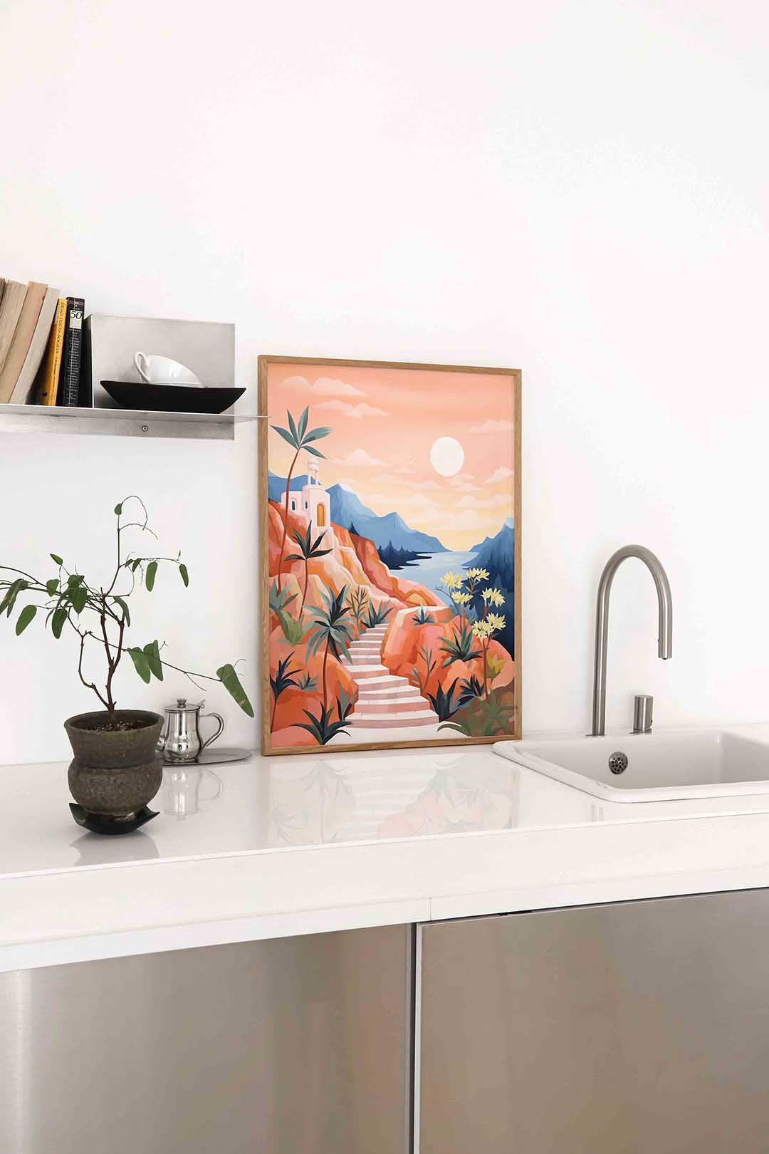 Landschap met trap Poster