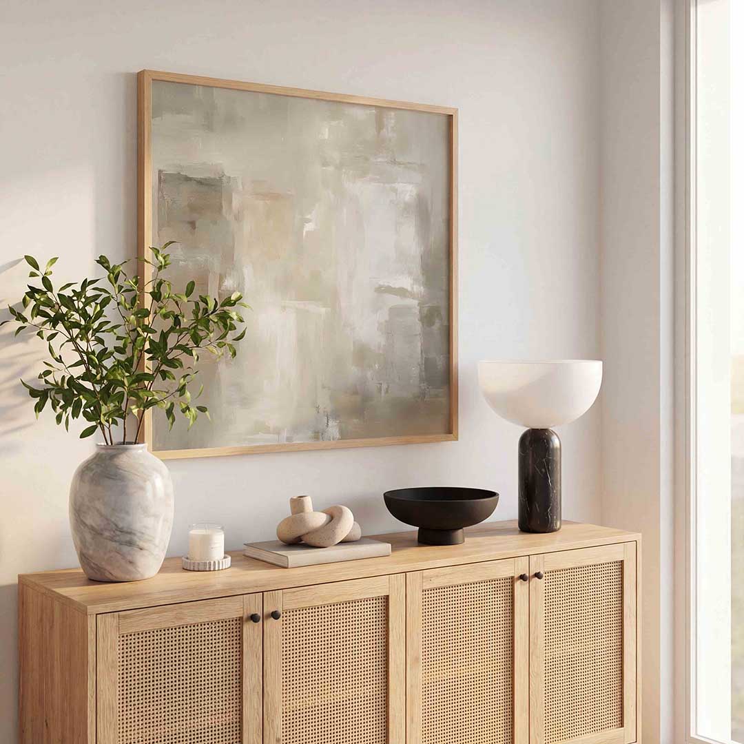 Abstracte beige en grijze Poster