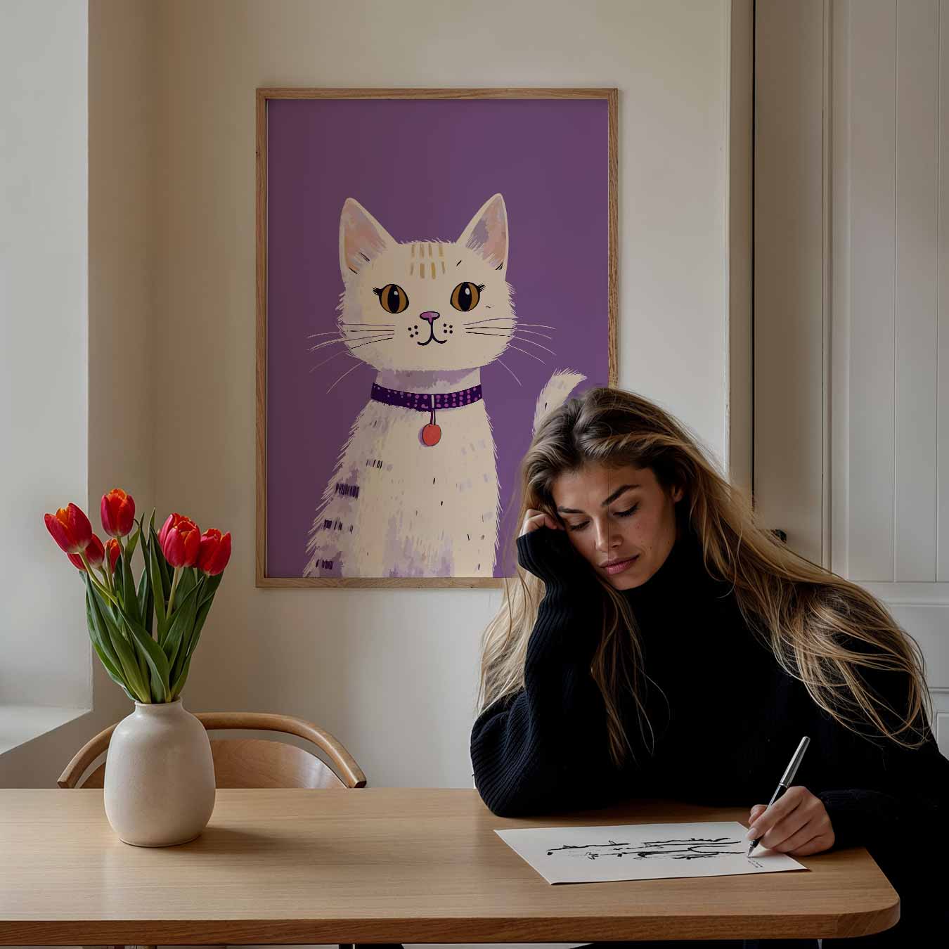 Schattige Kattenvriend Poster-WallArtistic