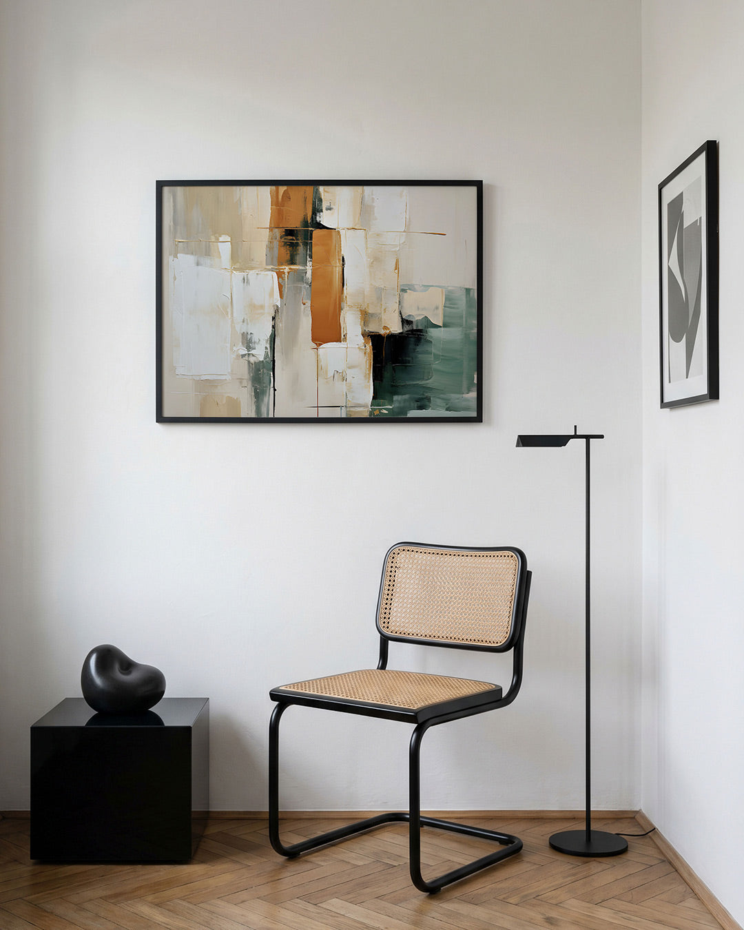 Abstracte beige en groene Poster