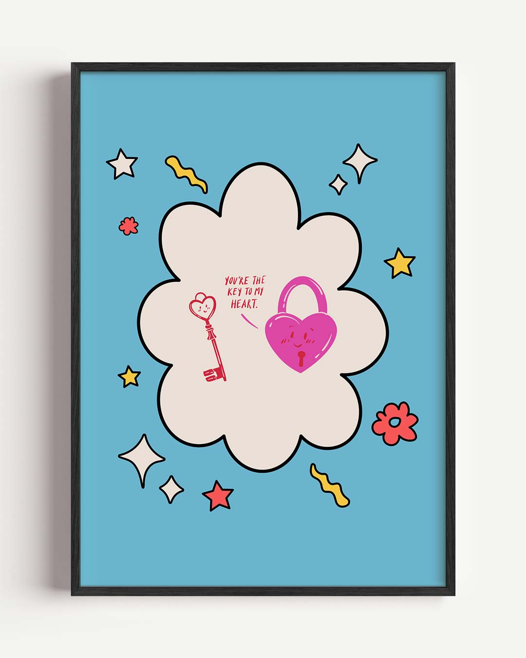 Vrolijke Sleutel en Slot Liefdesposter-WallArtistic