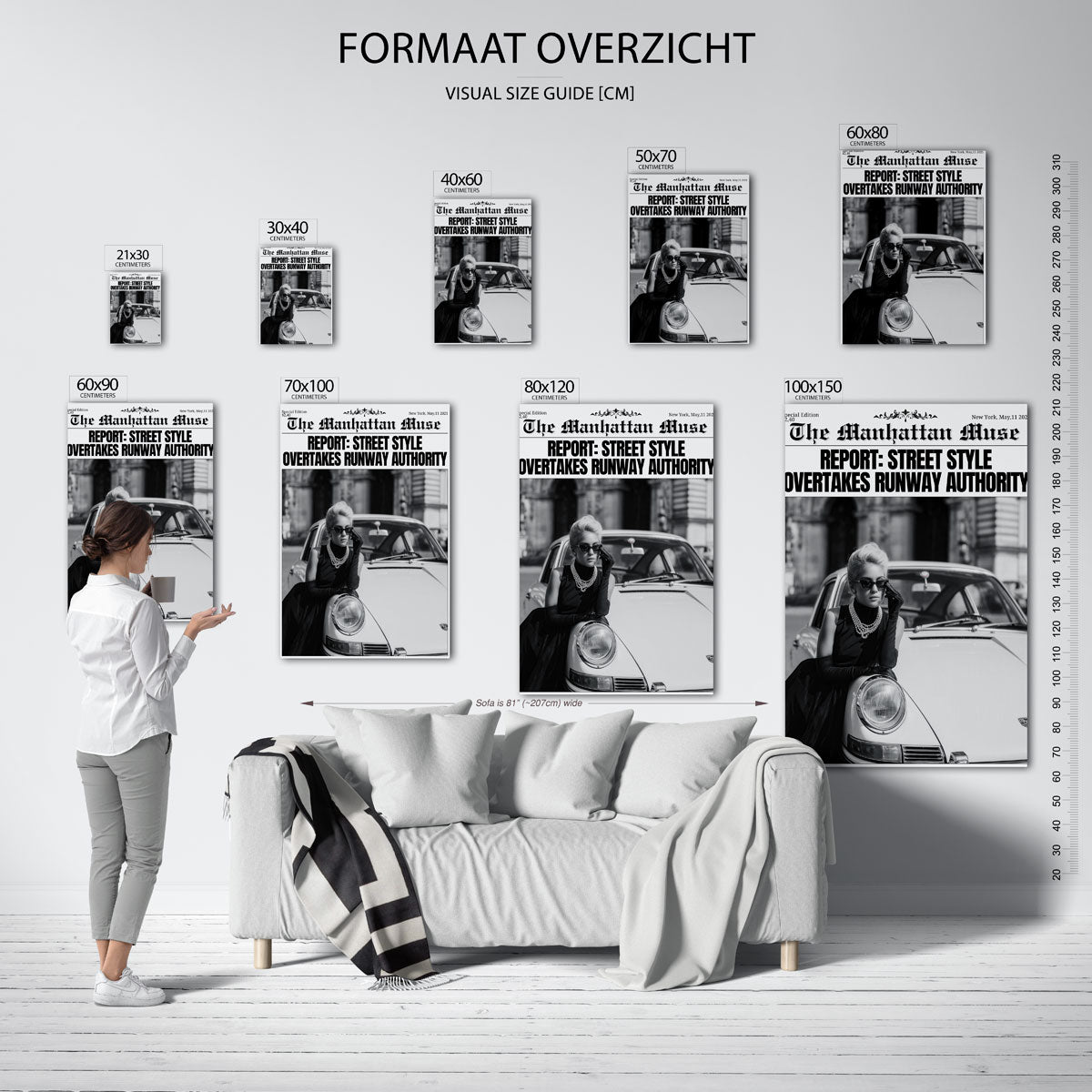 Vrouw bij klassieke auto Poster