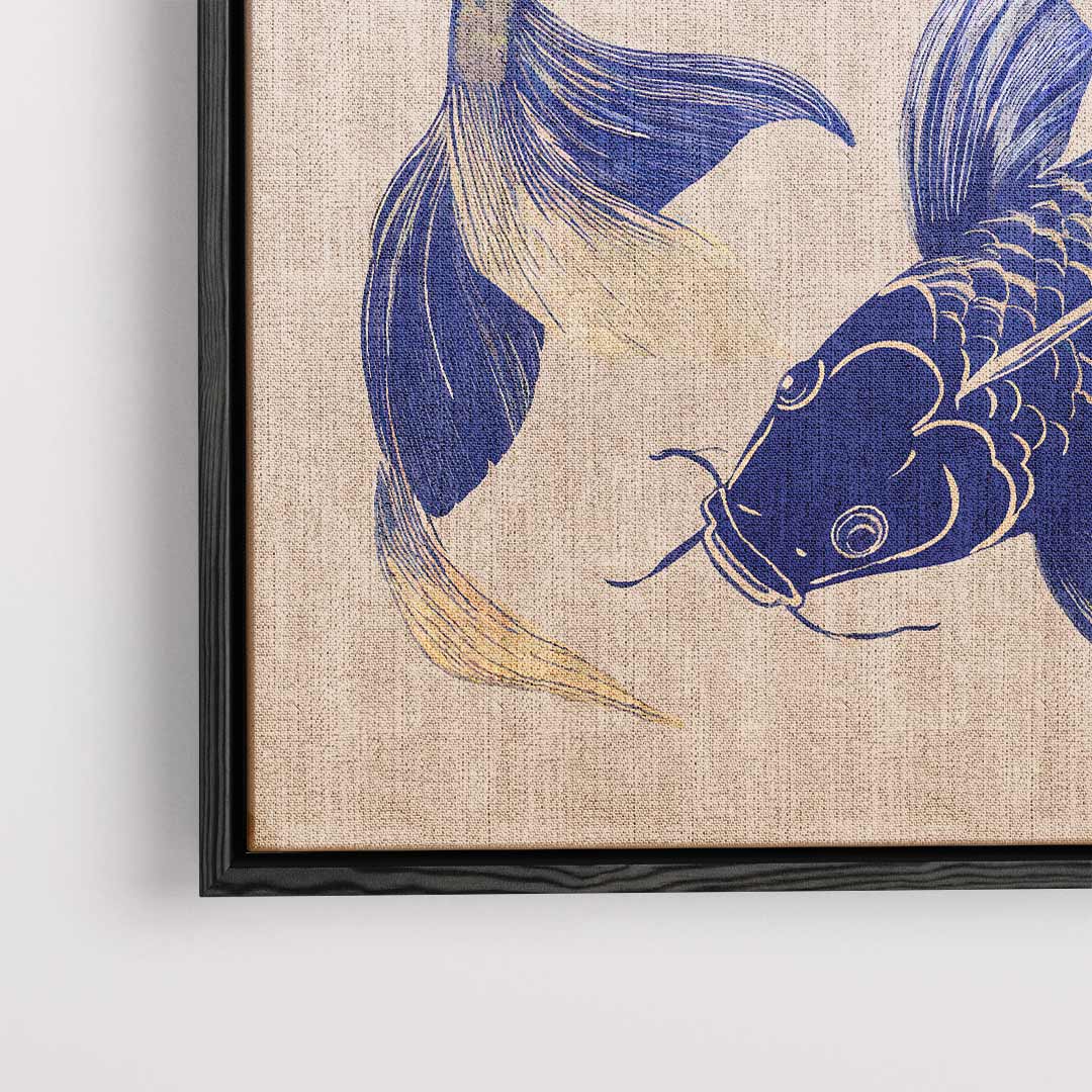 Dancing Koi in Blue Glory Artwork