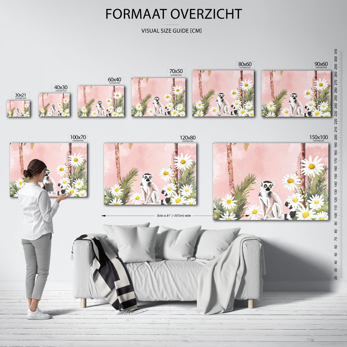 Lemur en bloemen Poster