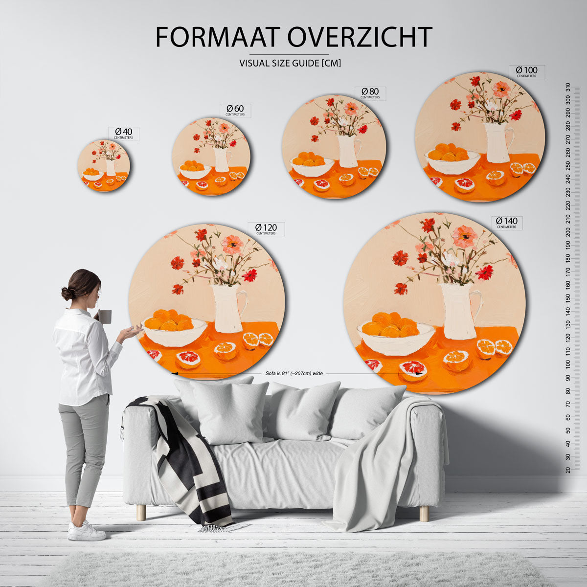 Bloemen en fruit Muurcirkel