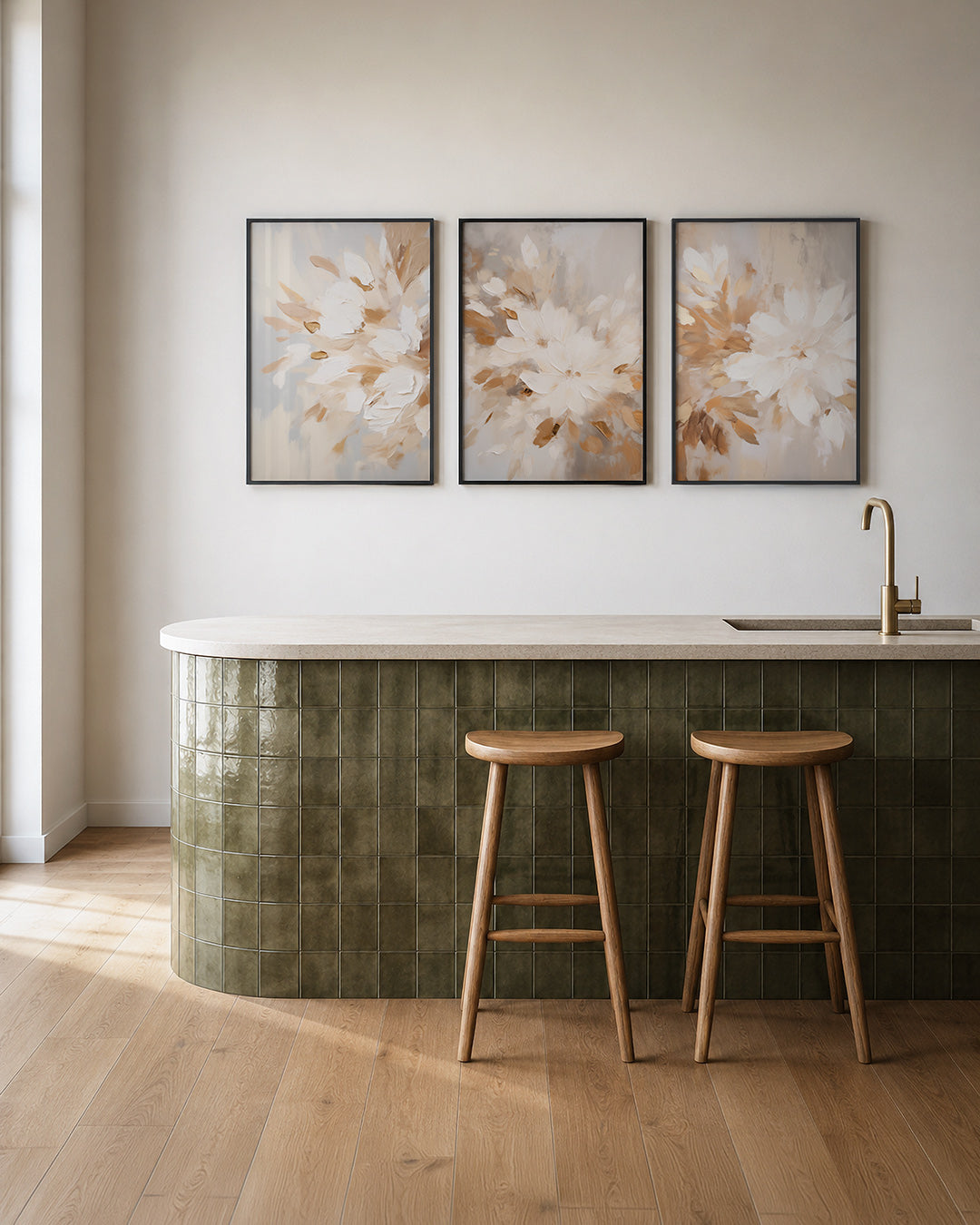 Zachte bloemenvormen Posterset