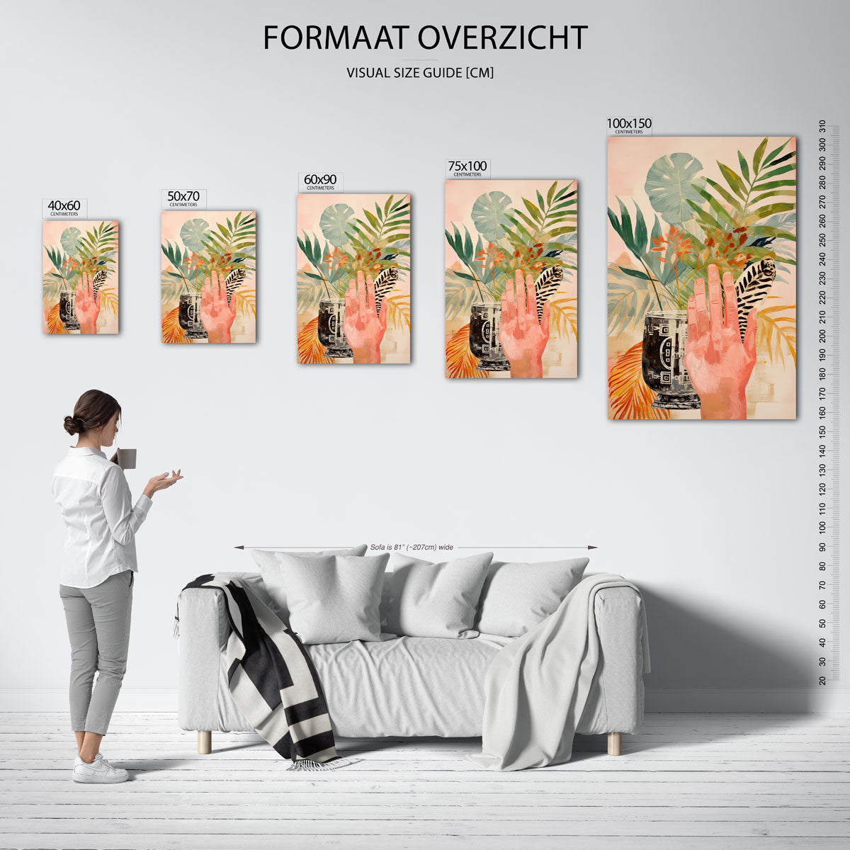 Vrolijke botanische compositie Kunstwerk