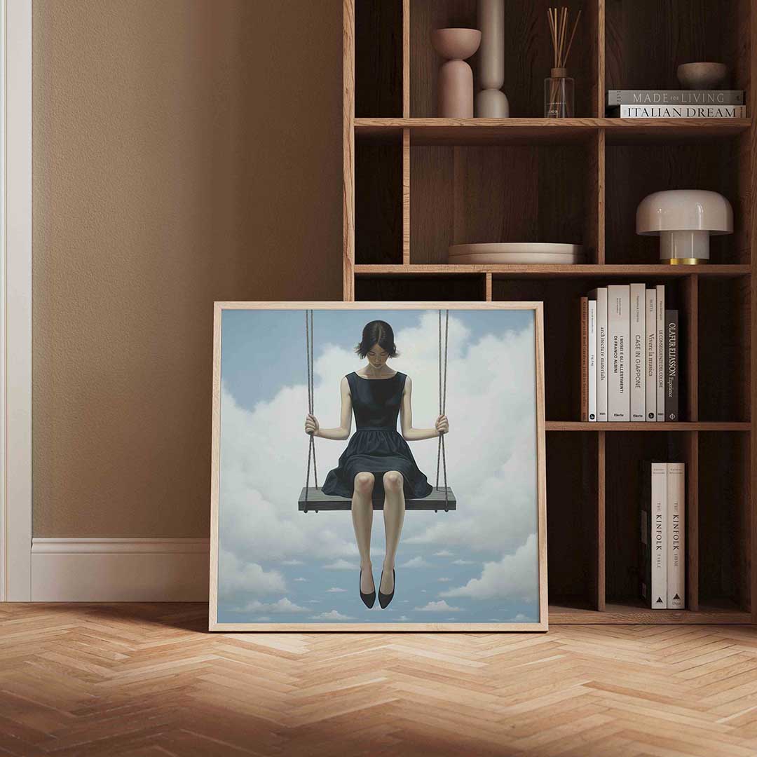 Vrouw op schommel Poster