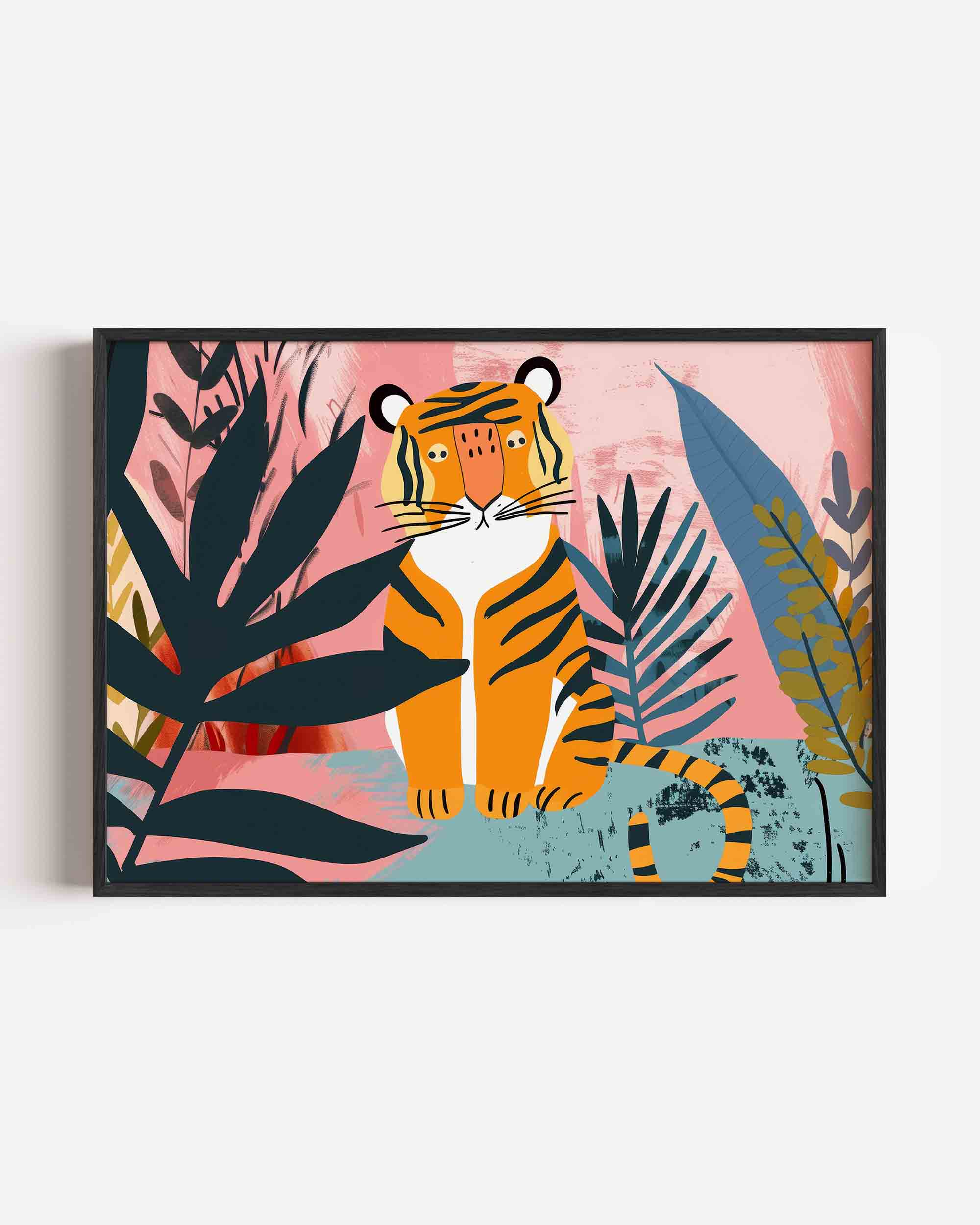 Tijger tussen bladeren Poster