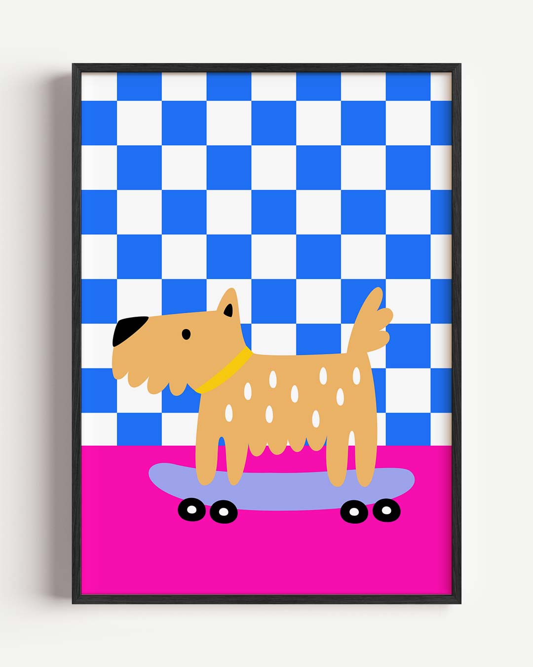 Schattige Hond op Skateboard Poster-WallArtistic