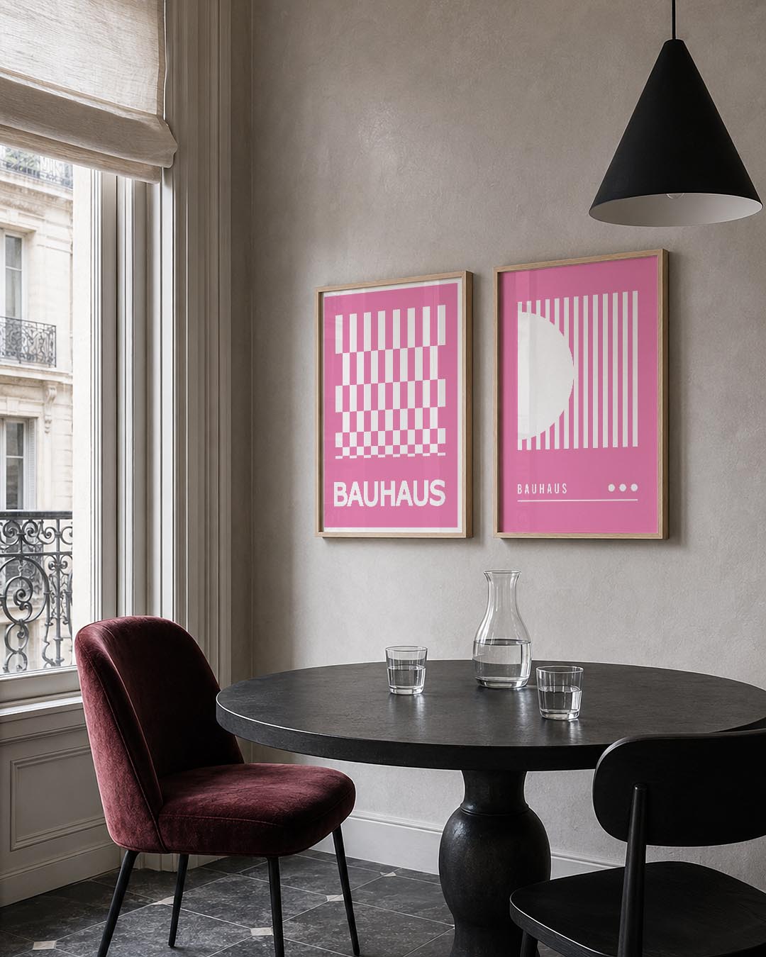 Roze ruitpatroon Posterset