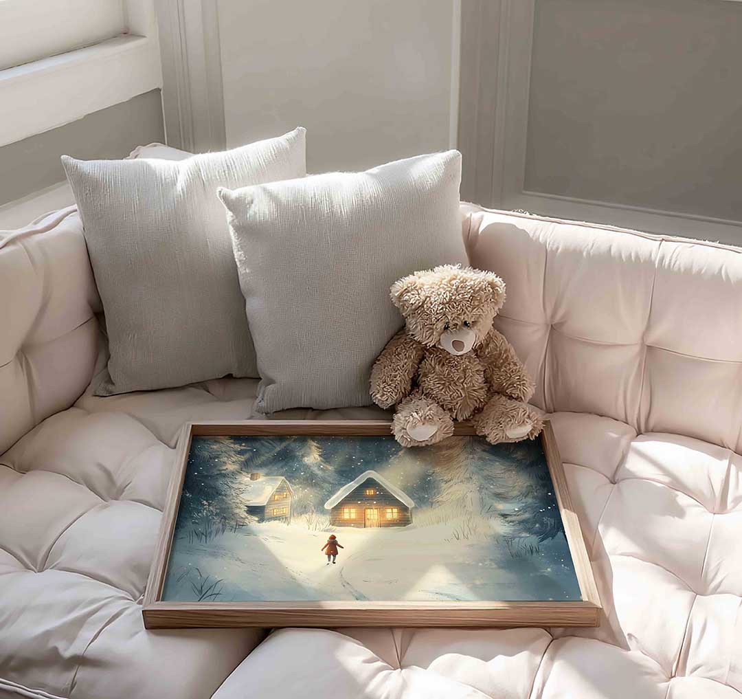 Winterlandschap met huisjes Poster