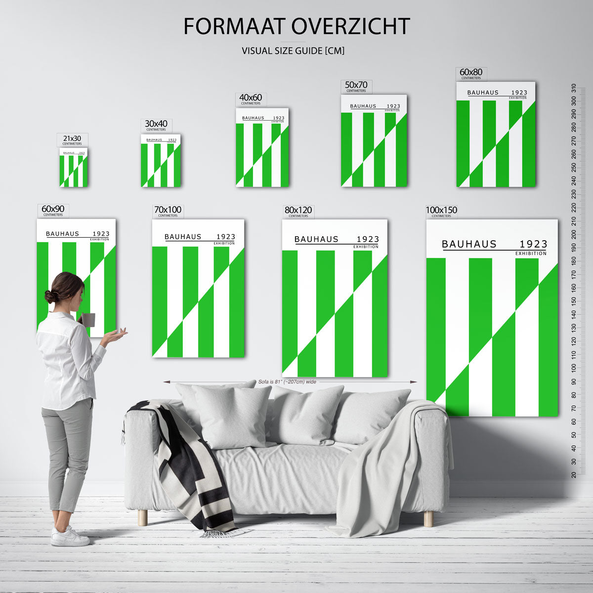 Groene lijnstructuur Poster
