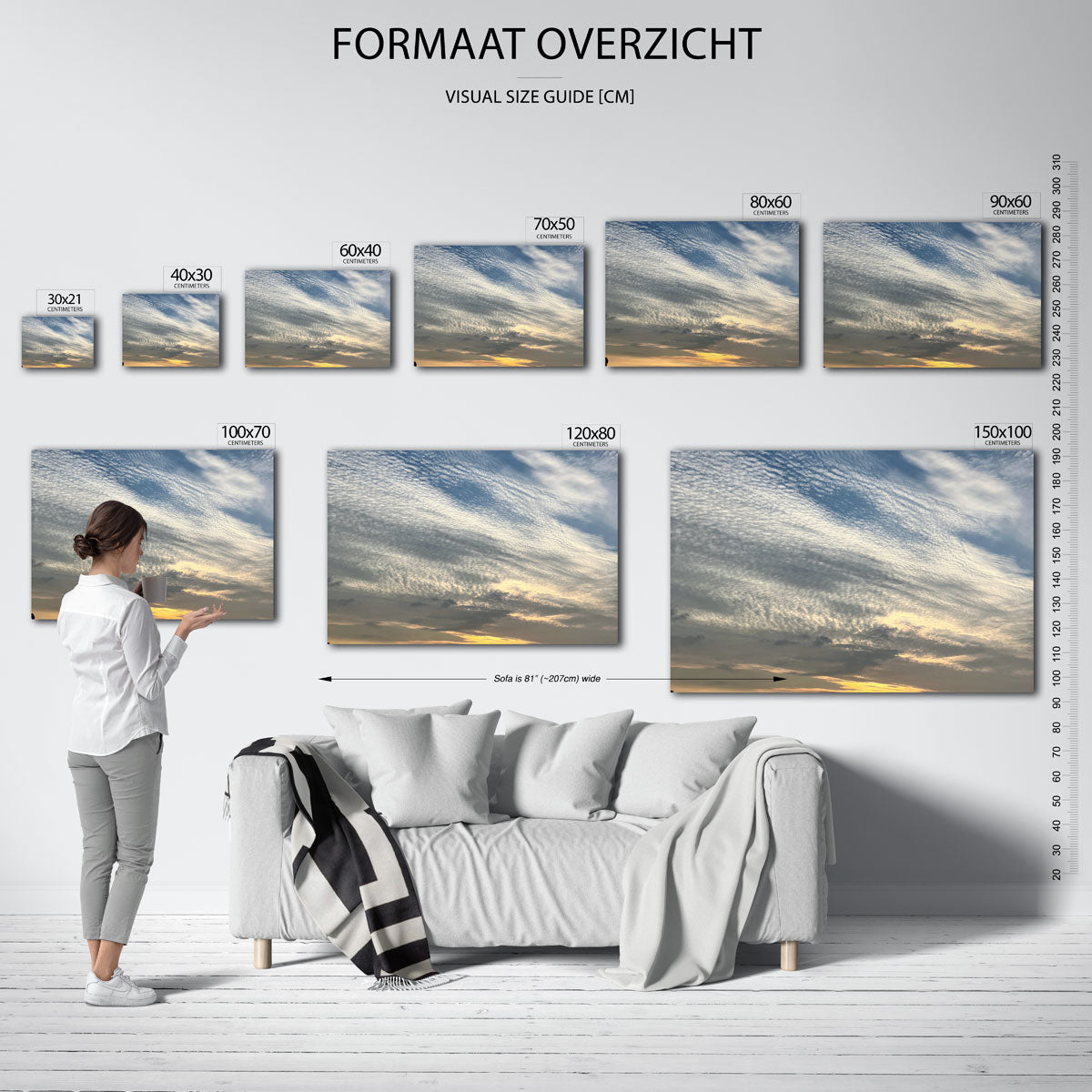 Luchtlandschap bij zonsondergang Poster
