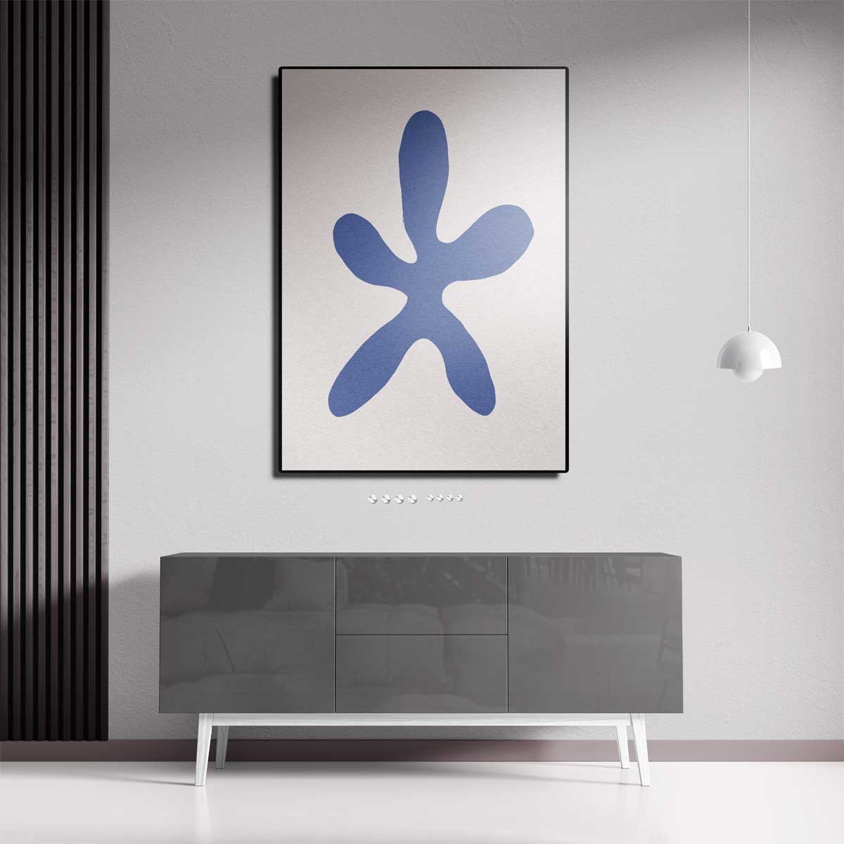Blauwe Bloem Abstractie Kunstwerk-canvas-dibond-plexiglas-wanddecoratie-WallArtistic