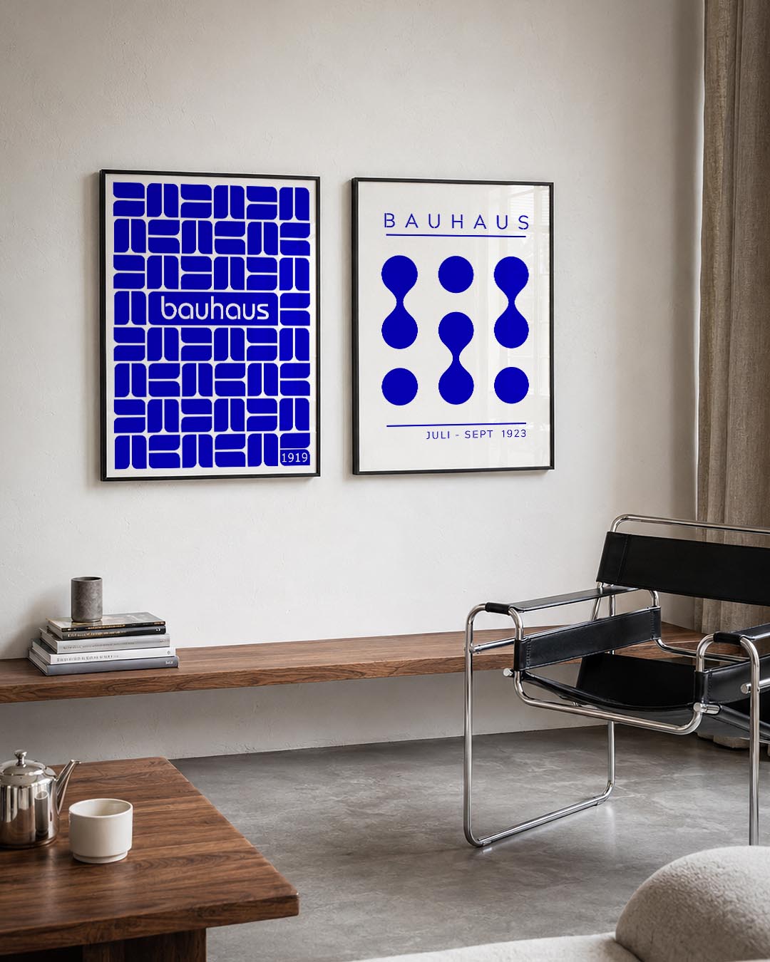 Blauw ritmisch patroon Posterset
