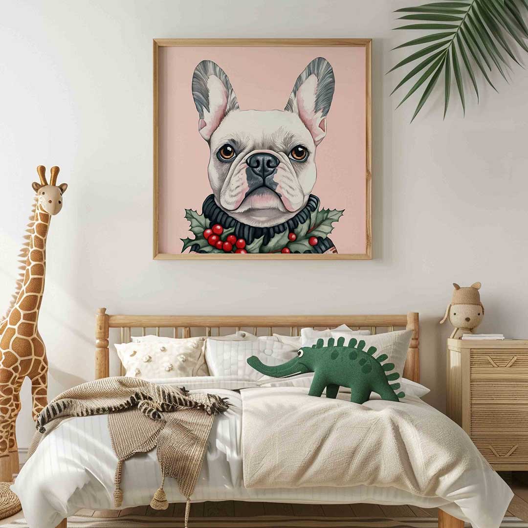 Franse bulldog met hulst Poster