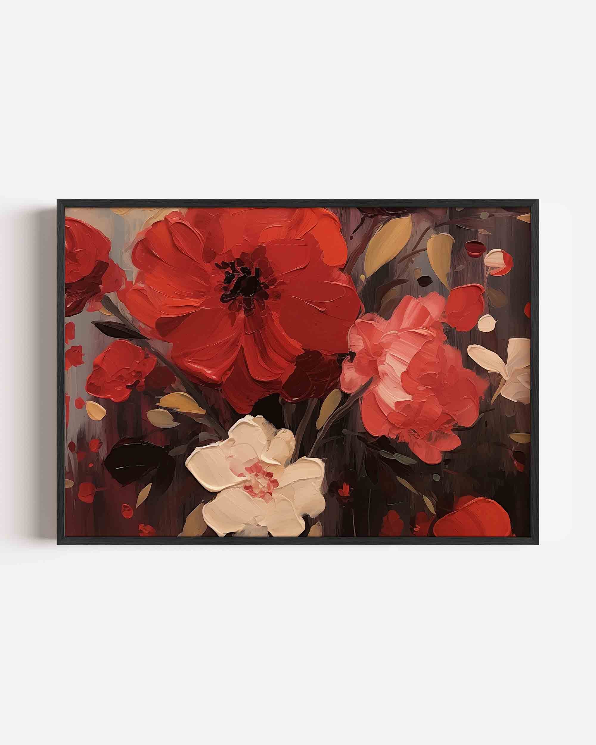Bloemen in rood en beige Poster