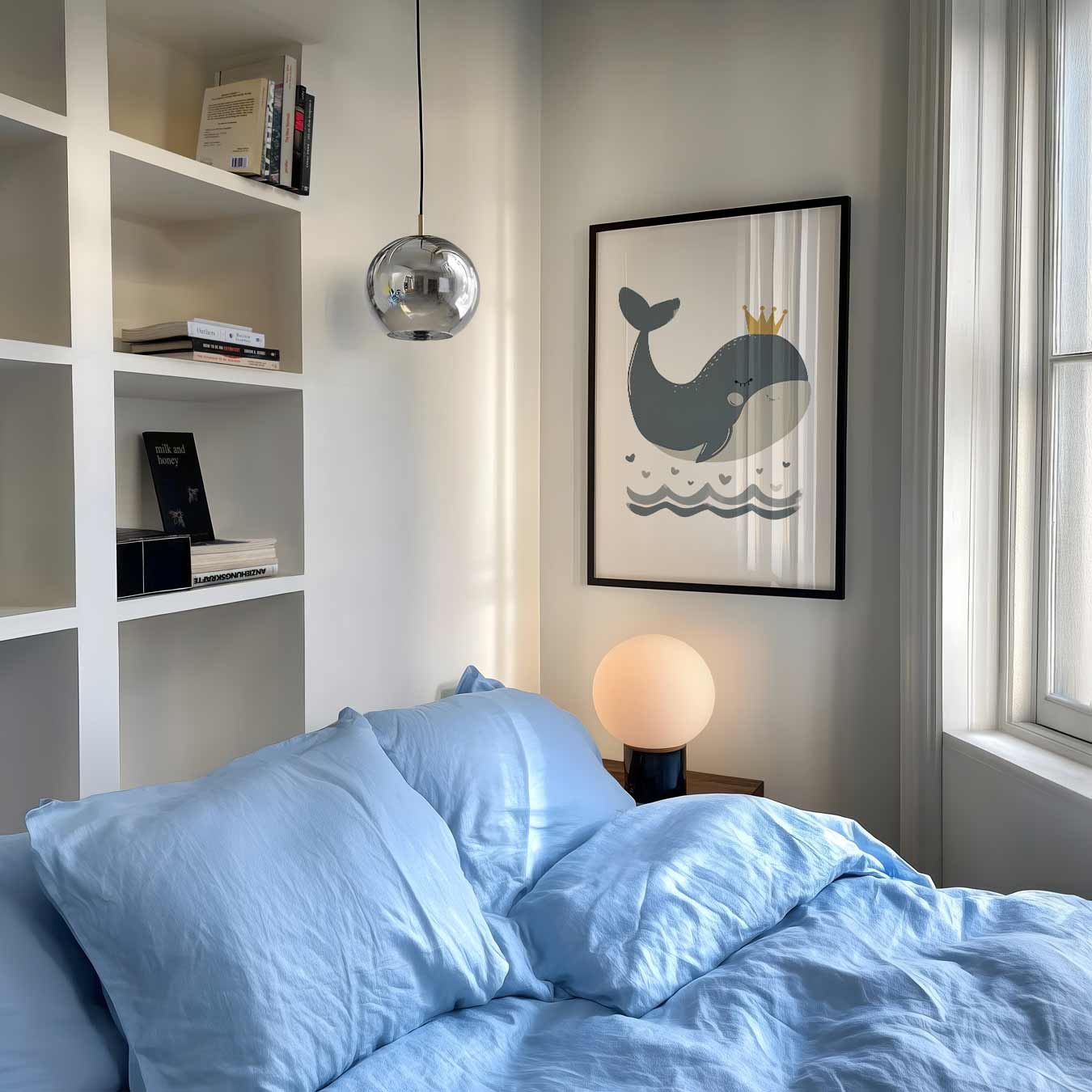 Schattige Walvis Met Kroon Poster-WallArtistic