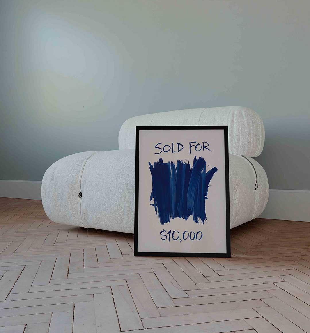 Blauwe penseelstreken Poster