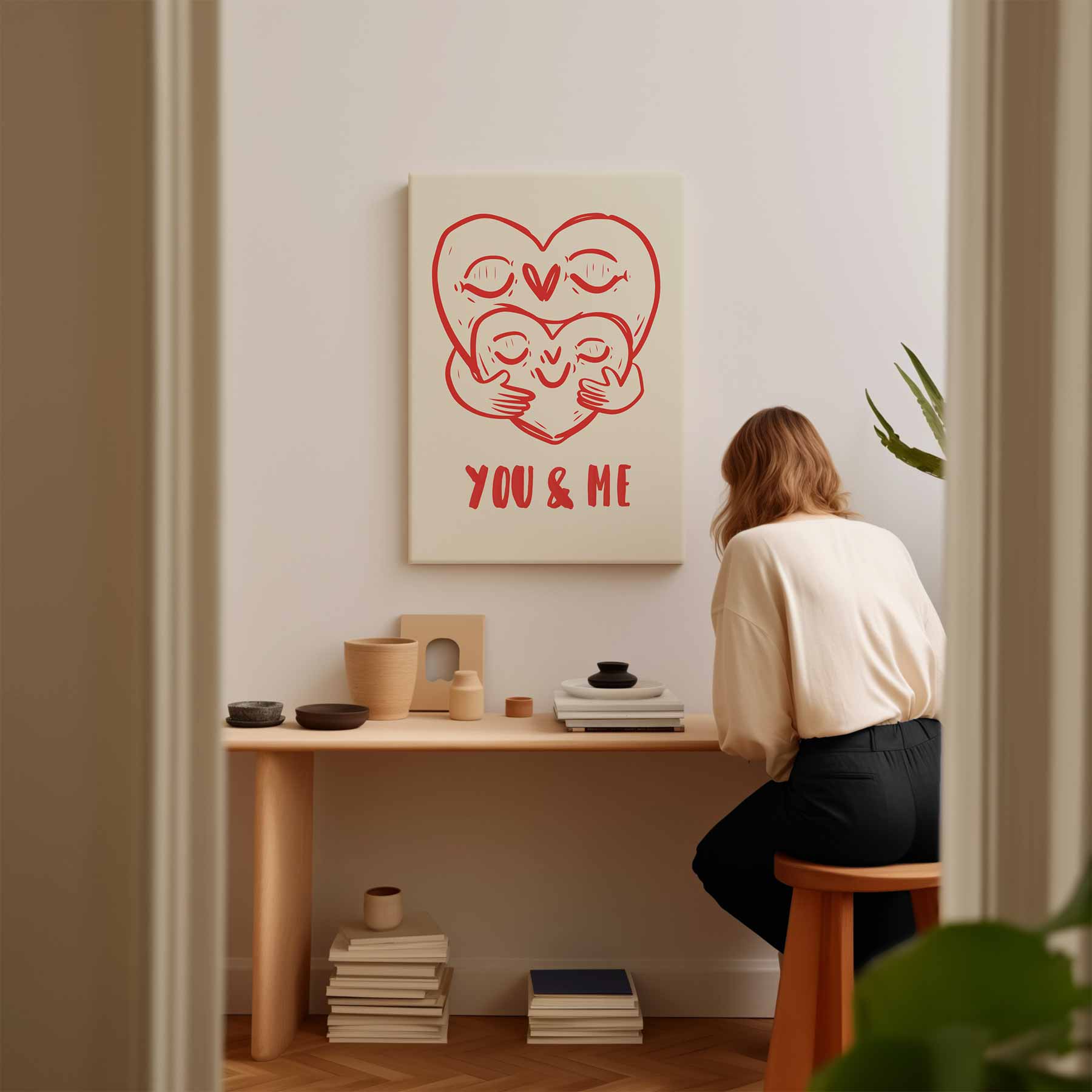 You & Me Knuffelharten Kunstwerk-canvas-dibond-plexiglas-wanddecoratie-WallArtistic