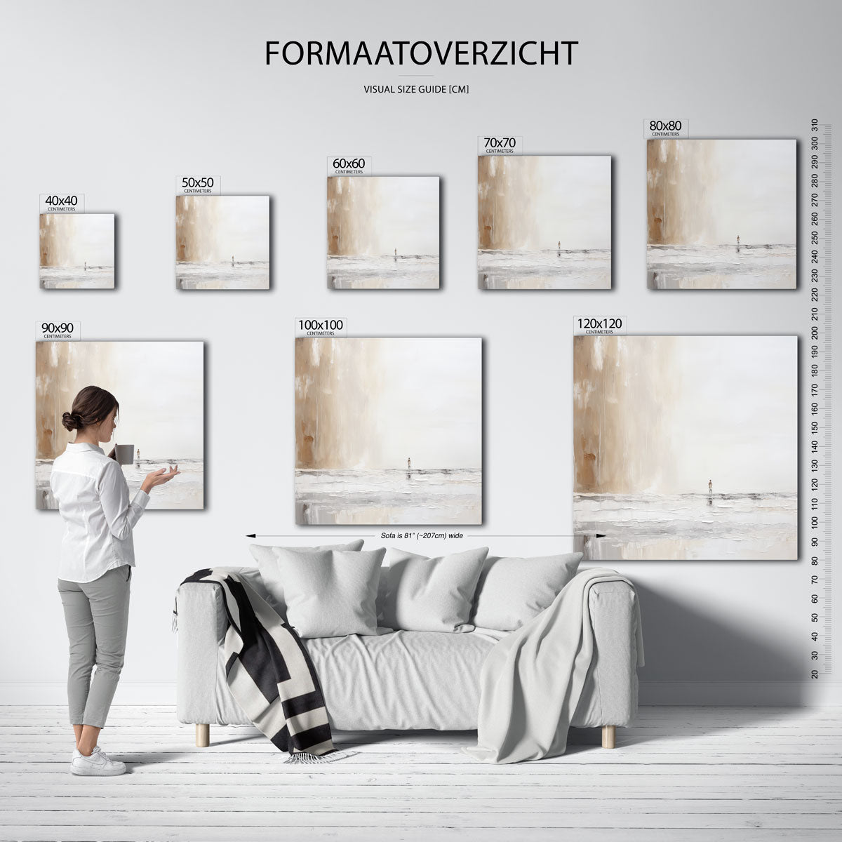 Figuur in beige landschap Poster