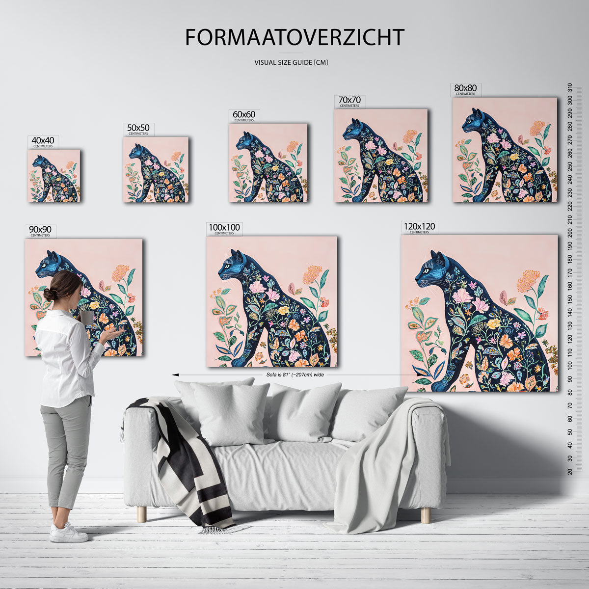 Kat met bloemen Poster
