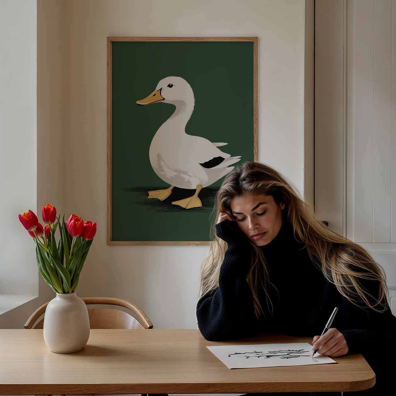 Schattige Eend Illustratie Poster-WallArtistic