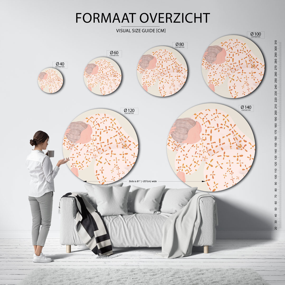 Vrouw in patroon Muurcirkel