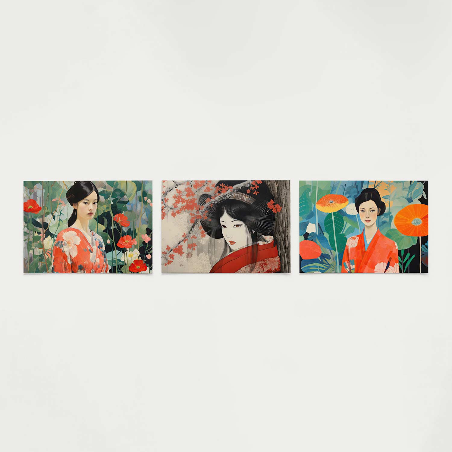 Bloemen en portret Posterset