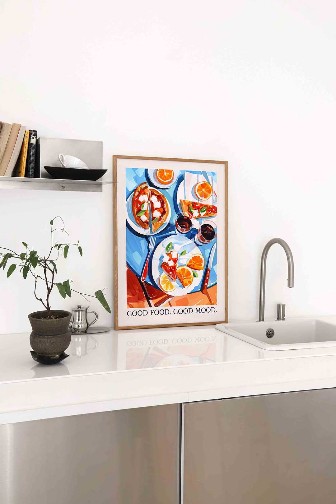 Pizza en sinaasappels Poster