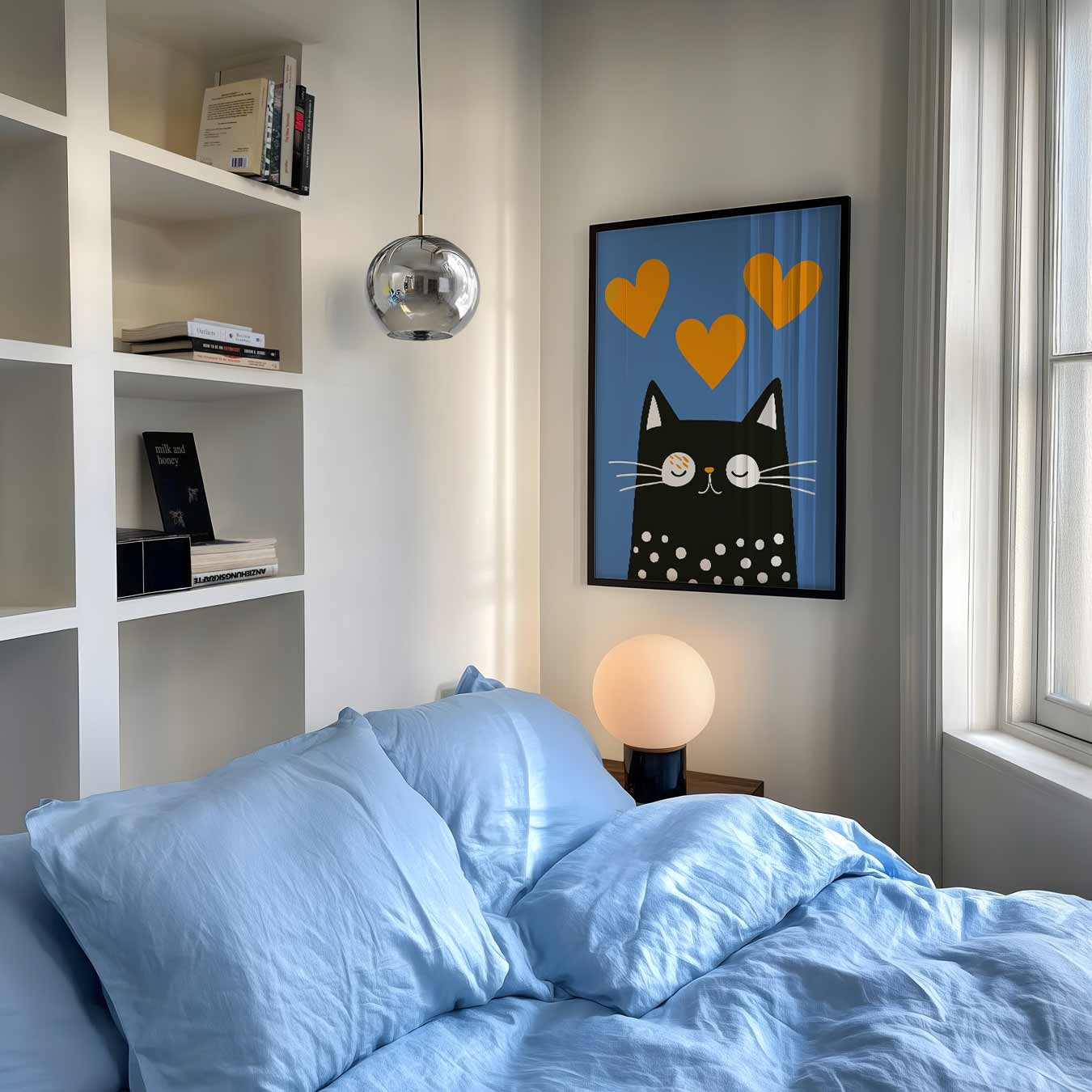 Schattige Kat Met Hartjes Poster-WallArtistic