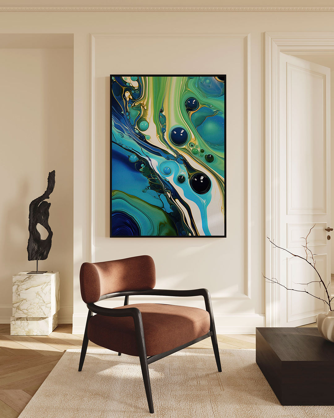 Vloeiende kleurencompositie Kunstwerk