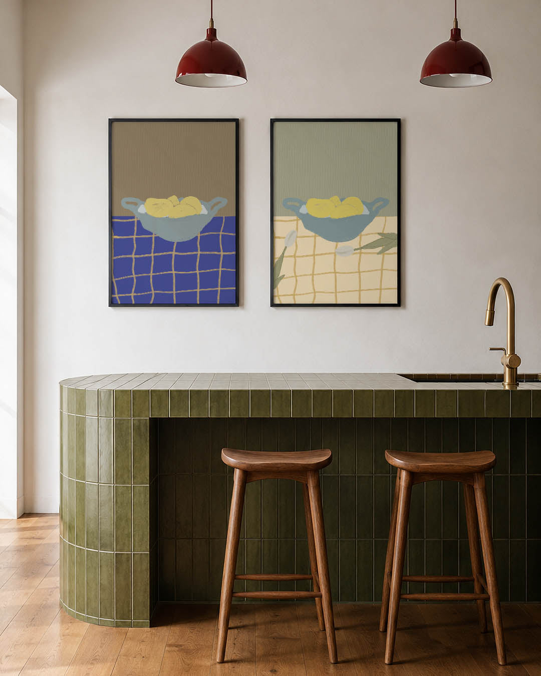 Fruit en lijnen Posterset