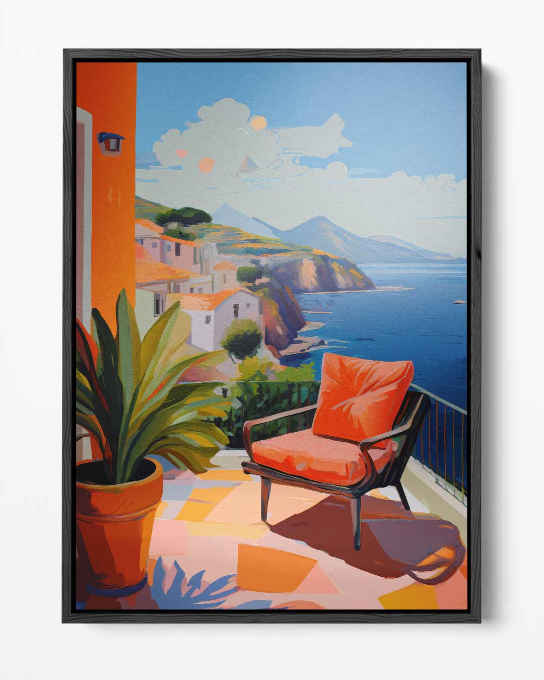 Zonovergoten Terras aan Zee Kunstwerk-canvas-dibond-plexiglas-wanddecoratie-WallArtistic