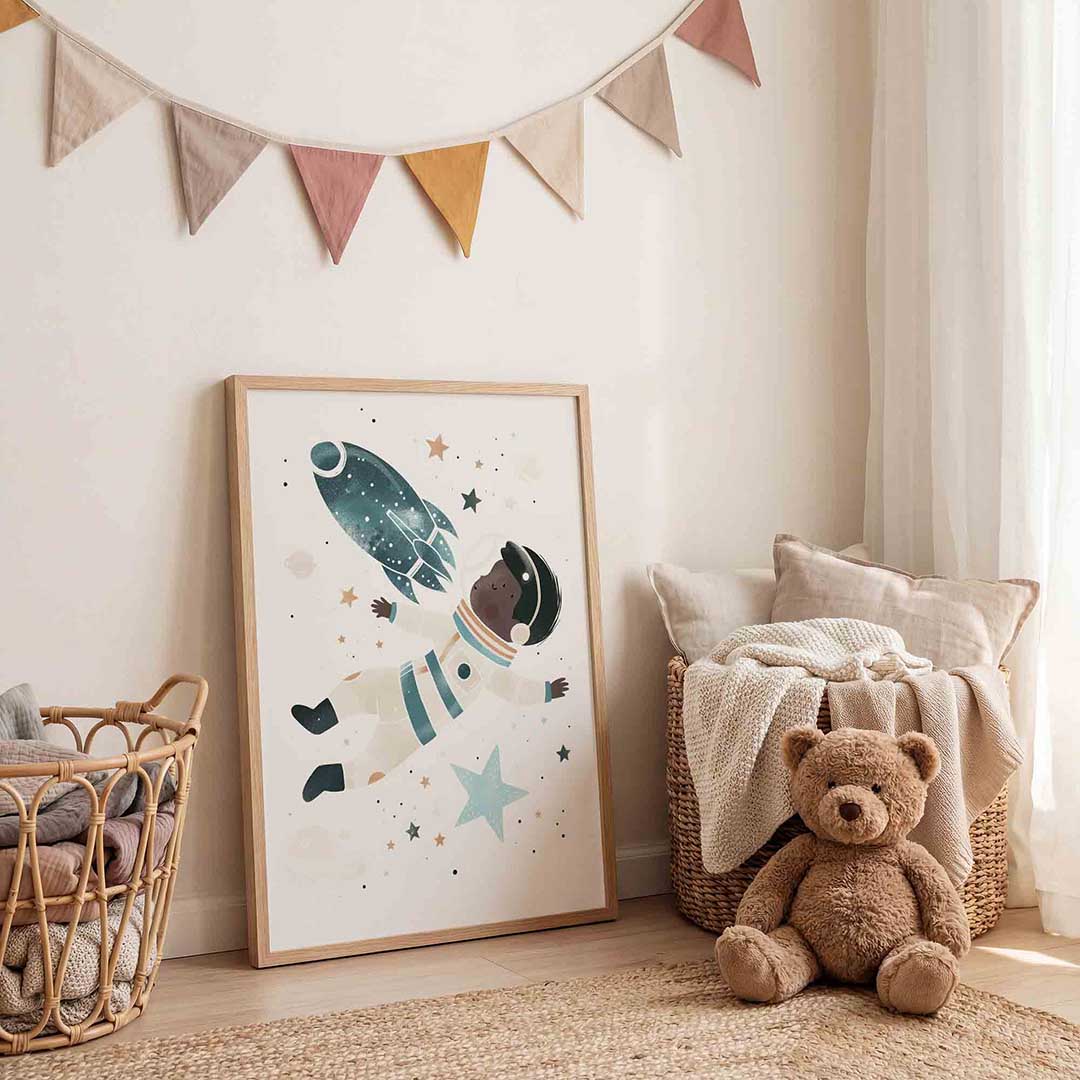 Astronaut en raket Poster