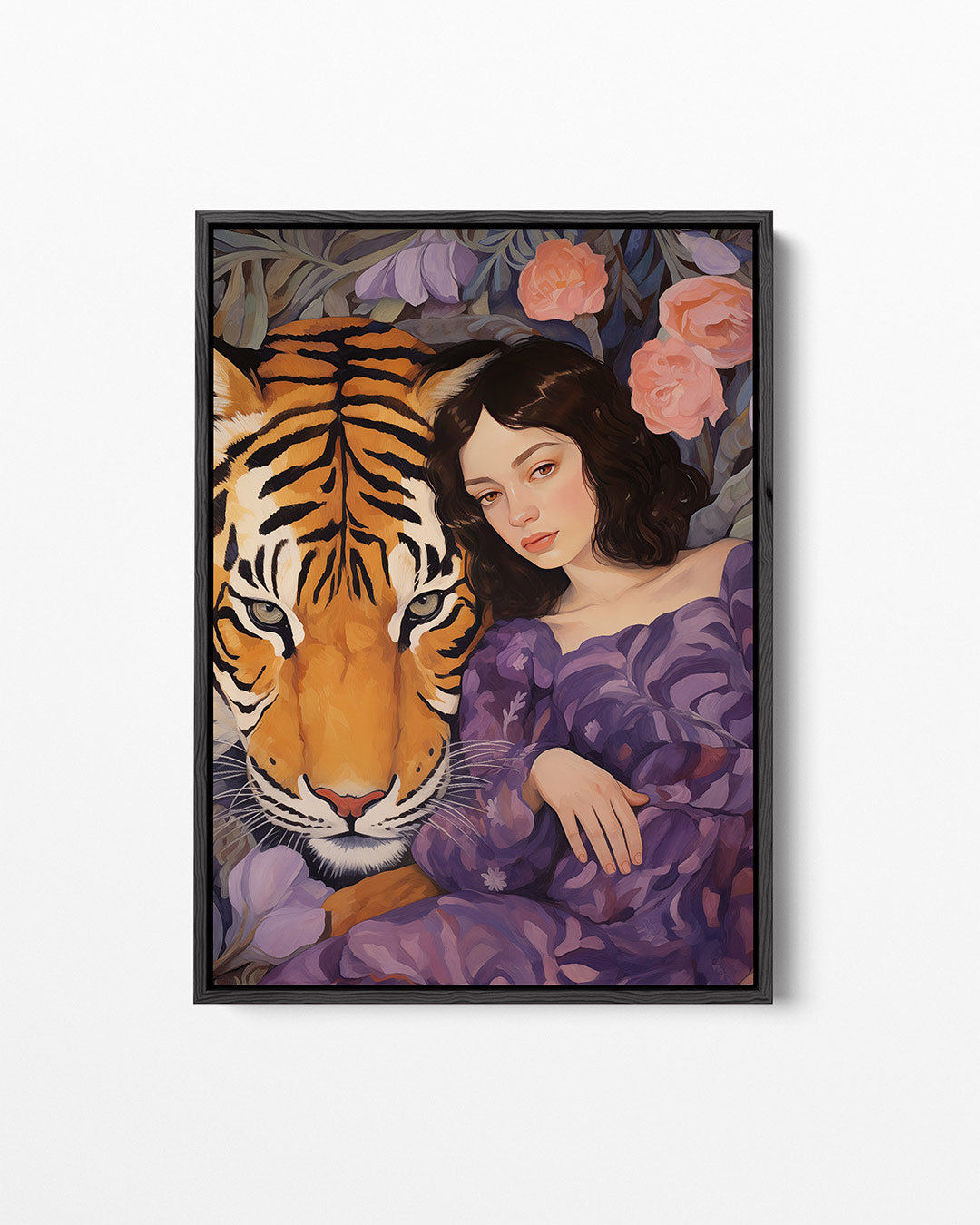 Dromerige tijger en vrouw Kunstwerk
