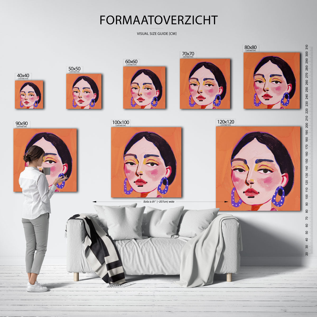 Portret met grote oorbellen Poster
