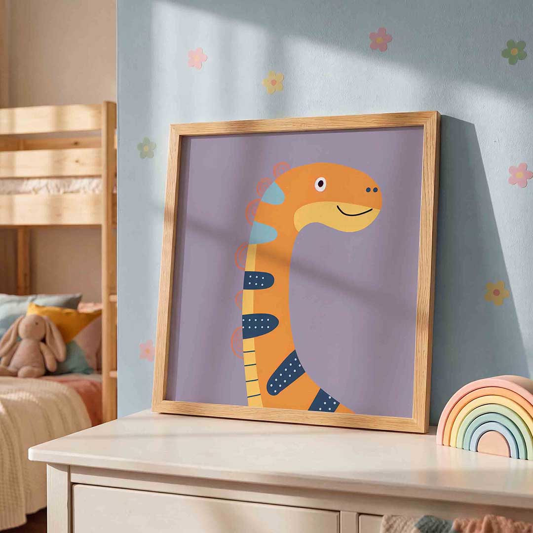 Oranje dinosaurus Poster