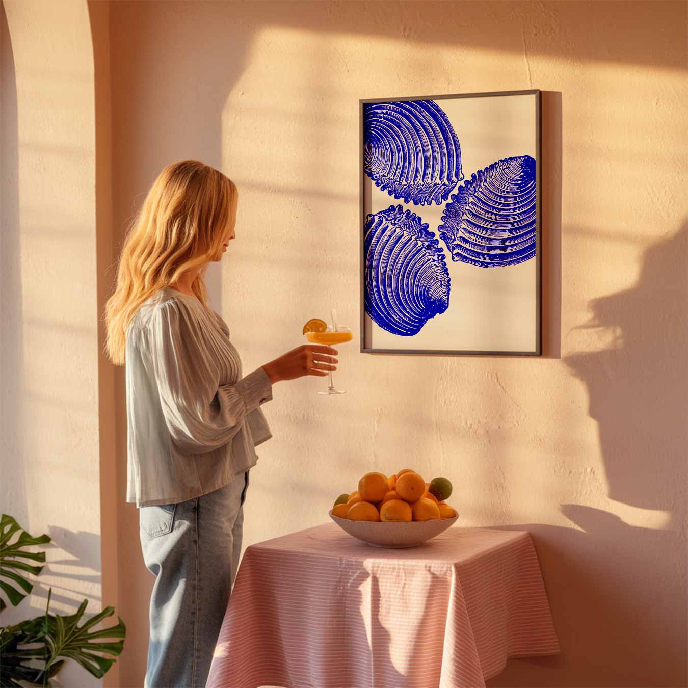 Moderne Blauwe Schelpenkunst Poster-WallArtistic
