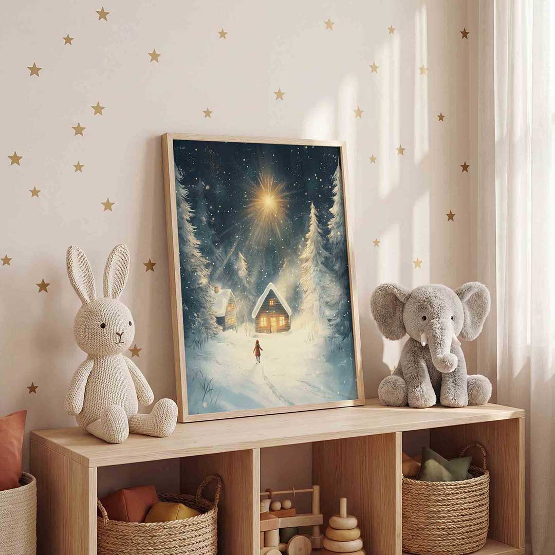 Sneeuwlandschap met huisjes Poster