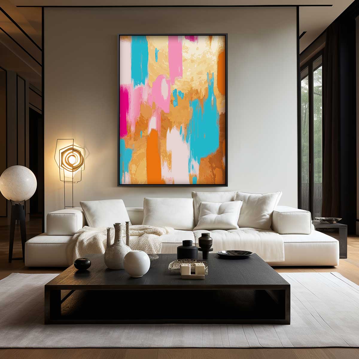 Kleurenexplosie Abstract Schilderij Kunstwerk-canvas-dibond-plexiglas-wanddecoratie-WallArtistic