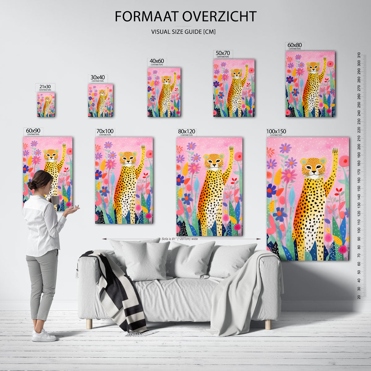 Luipaard en bloemen Poster