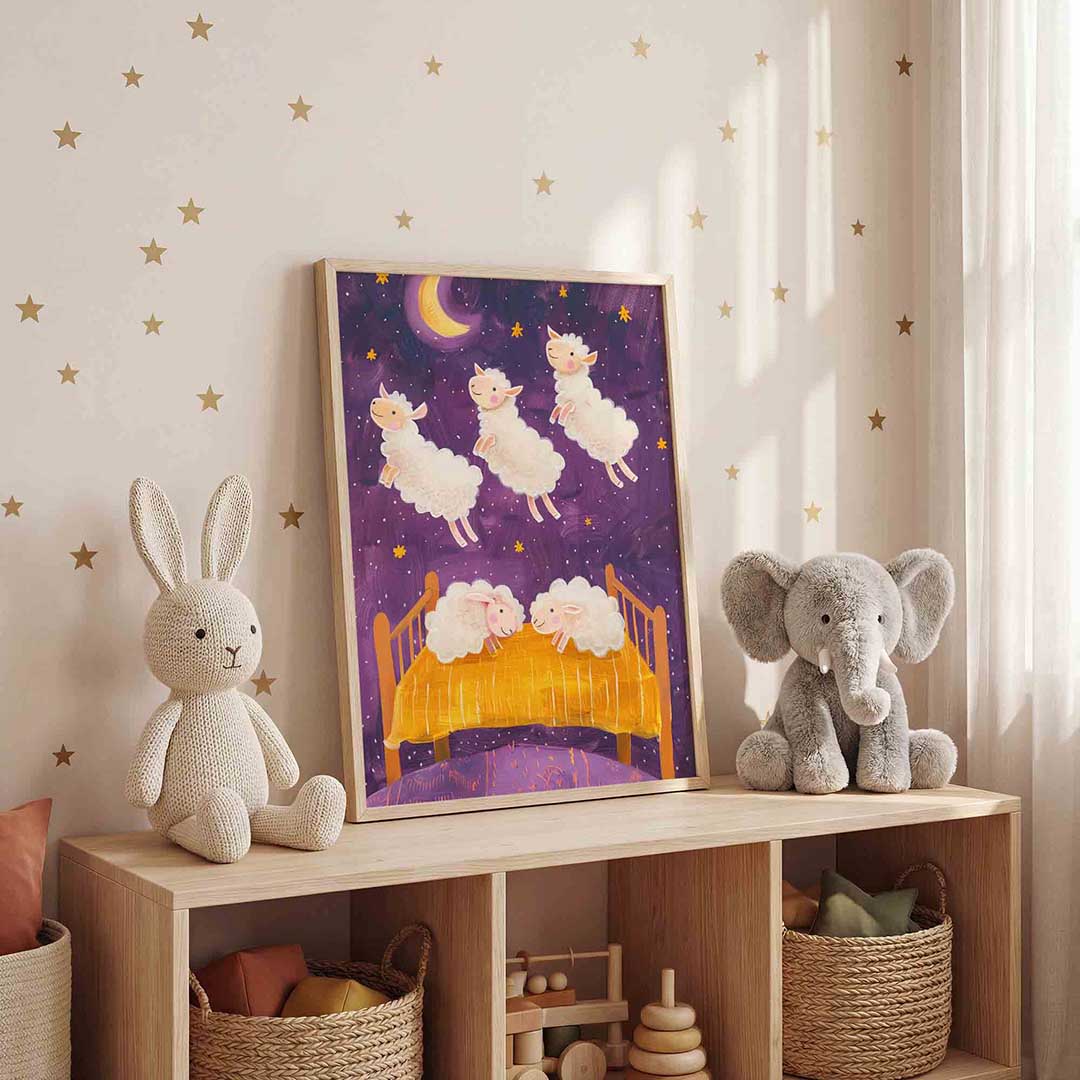 Schapen en maan Poster