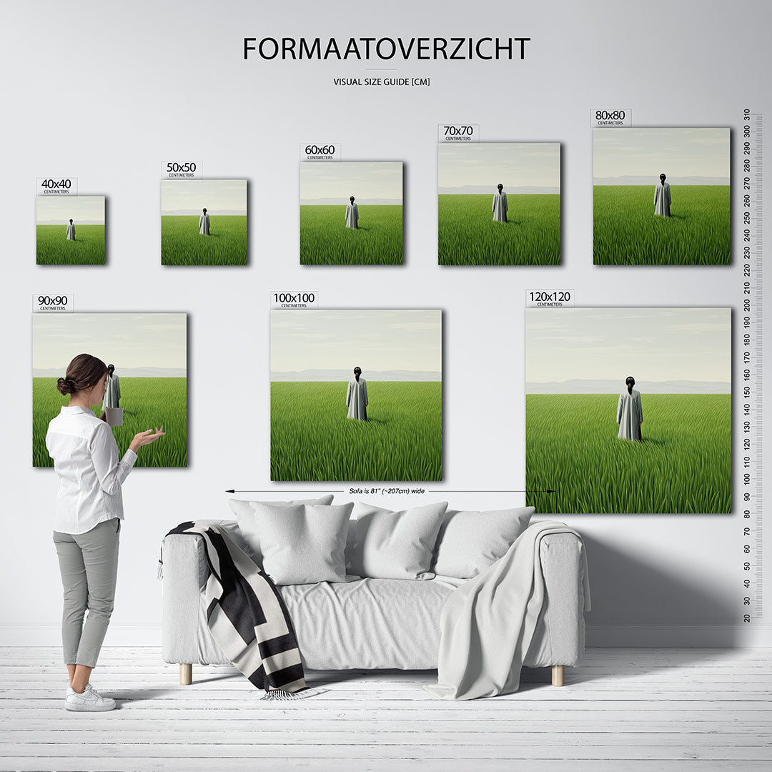 Vrouw in weide Kunstwerk